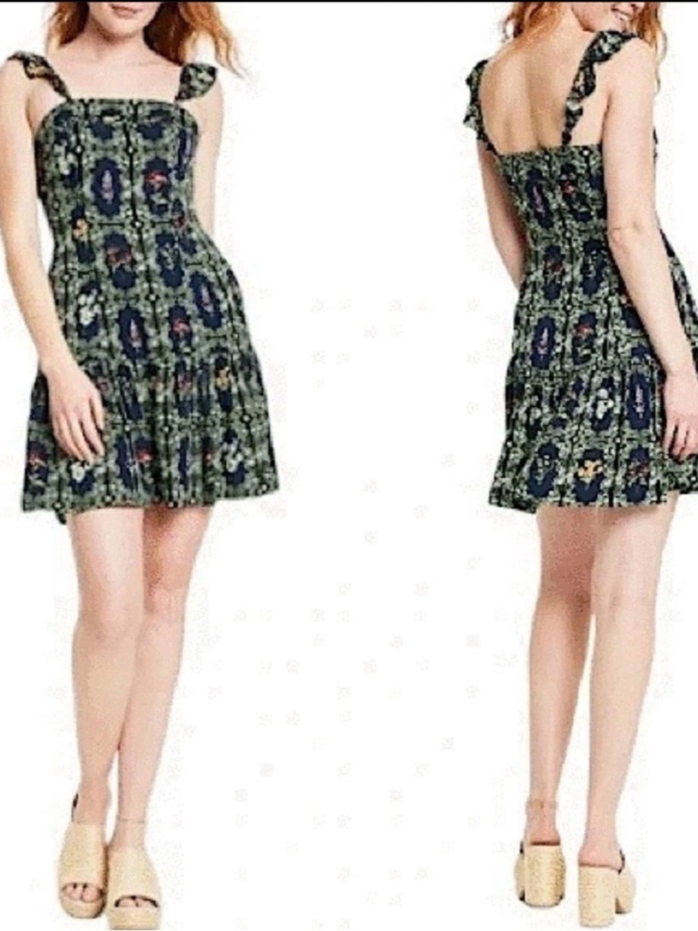 Agua Bendita Navy Floral Mix Print Sundress